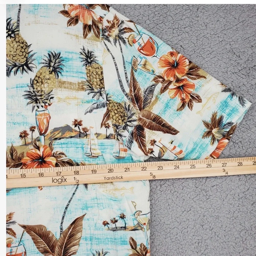 Campia Moda Men's Tropical Print Shirt - Red and Green - Picture 7 of 9